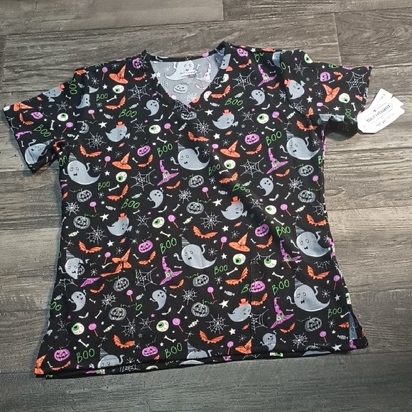 Scrubaid Other - Couture Halloween Party Print L Scrub Top